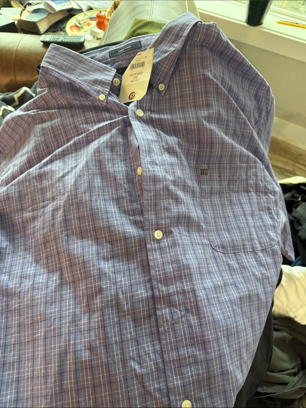 Izod Men’s Purple Plaid Button-Down Shirt